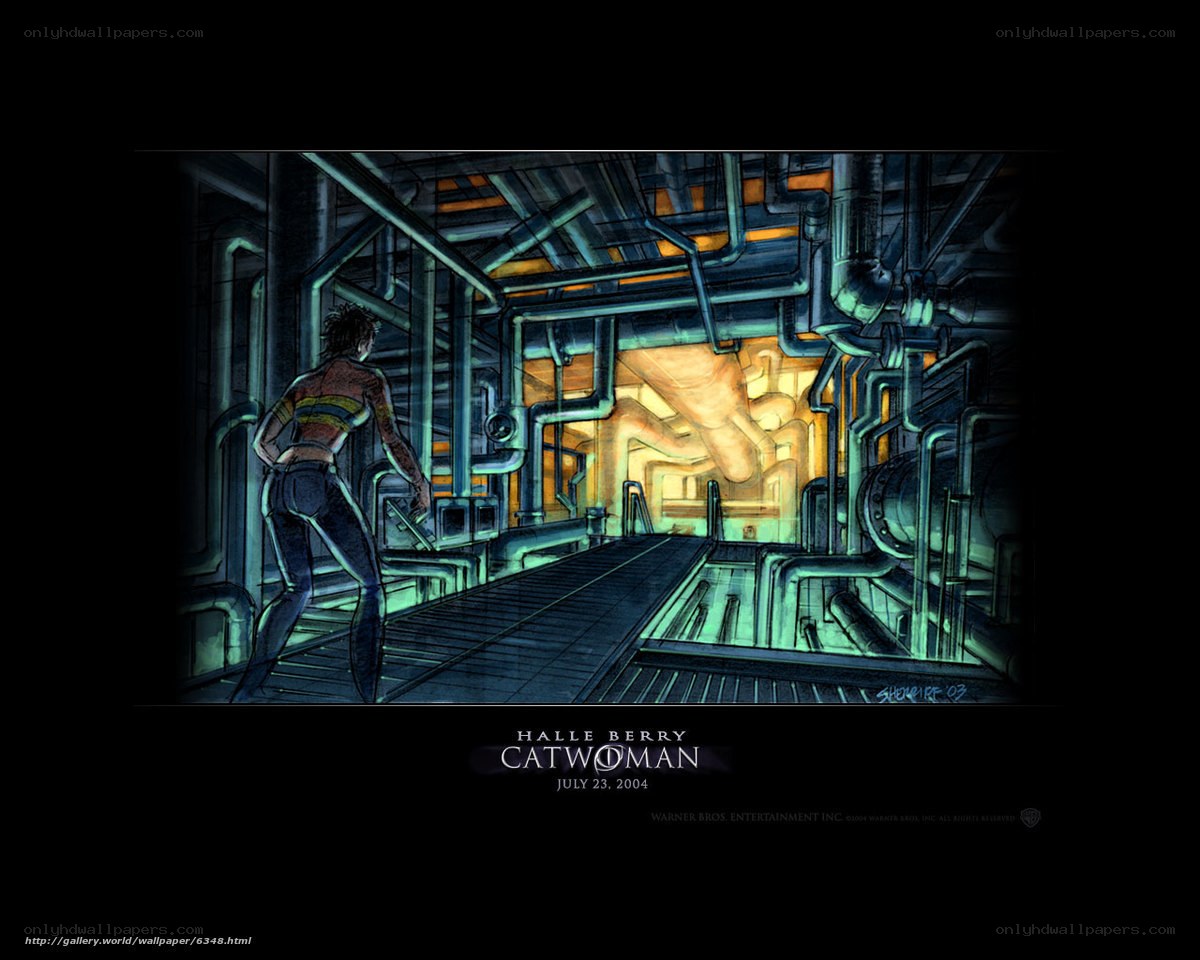 Catwoman in industrial corridor
