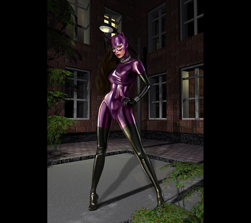 Catwoman in purple suit