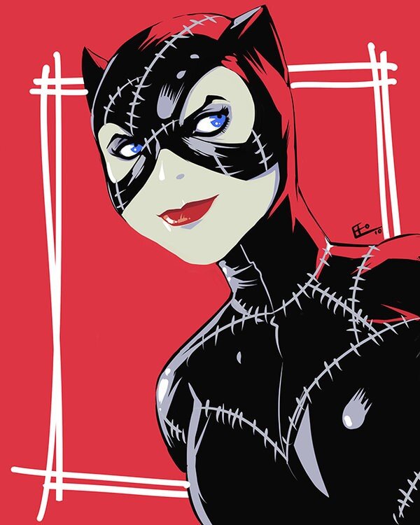 Catwoman in stitched costume