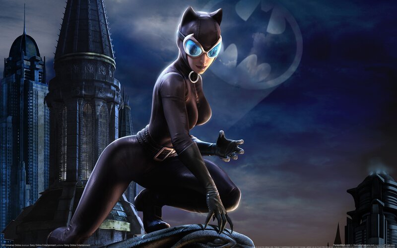 Catwoman on a Gotham rooftop