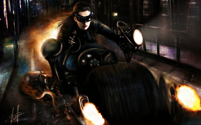 Catwoman on a motorcycle