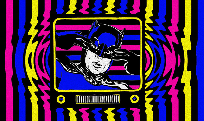 Catwoman on a retro TV