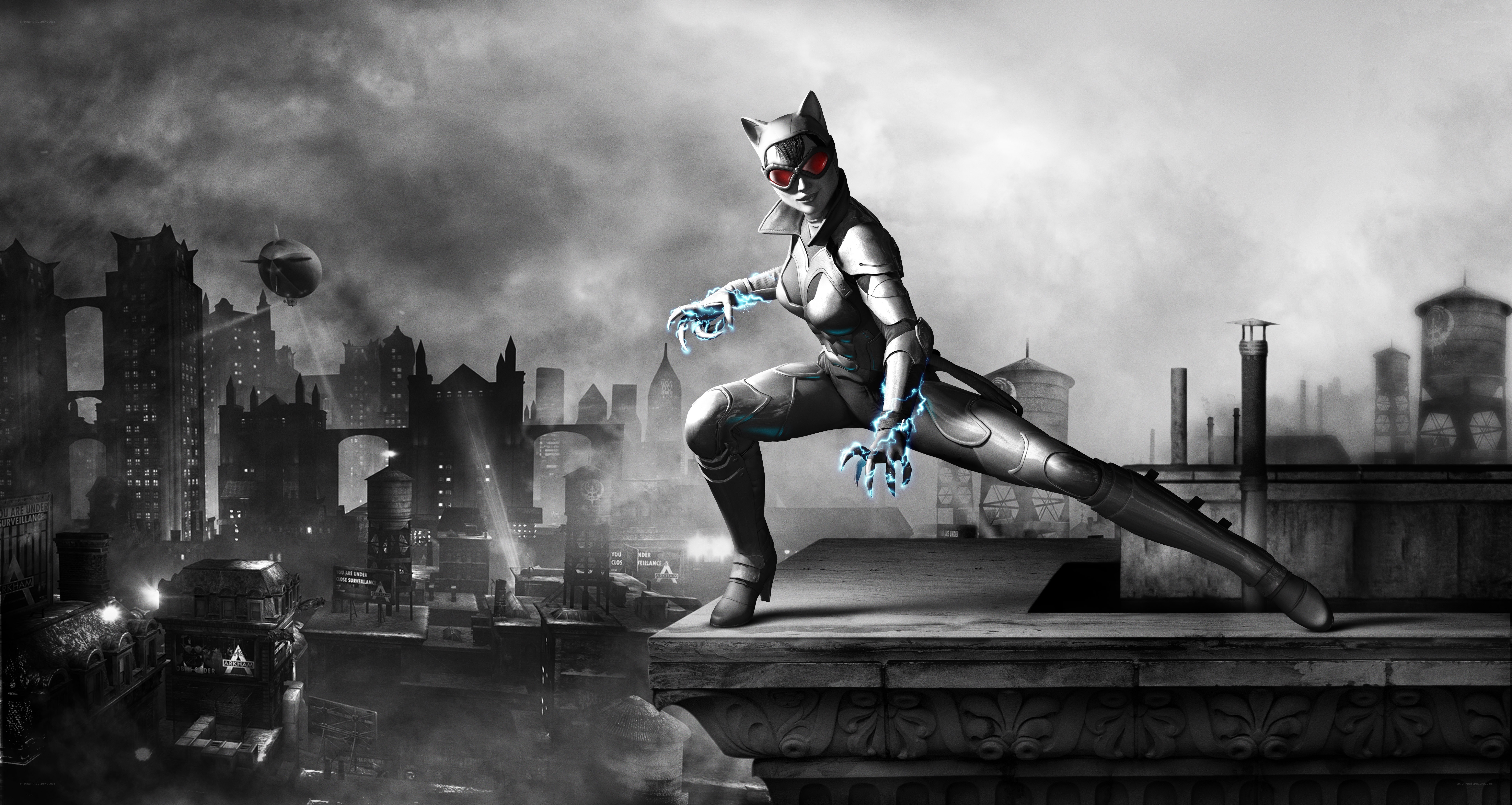 Catwoman on a rooftop