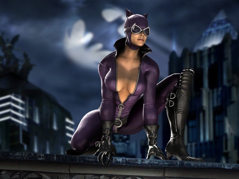 Catwoman on a rooftop