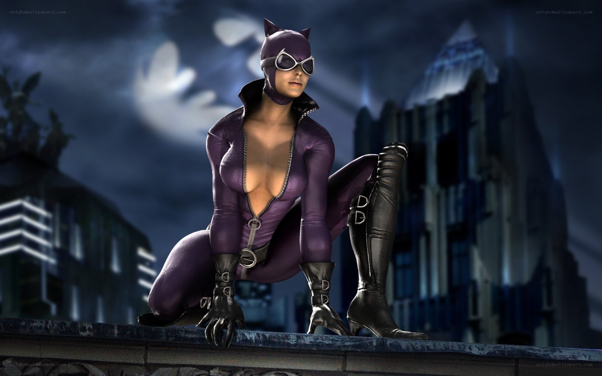 Catwoman on a rooftop