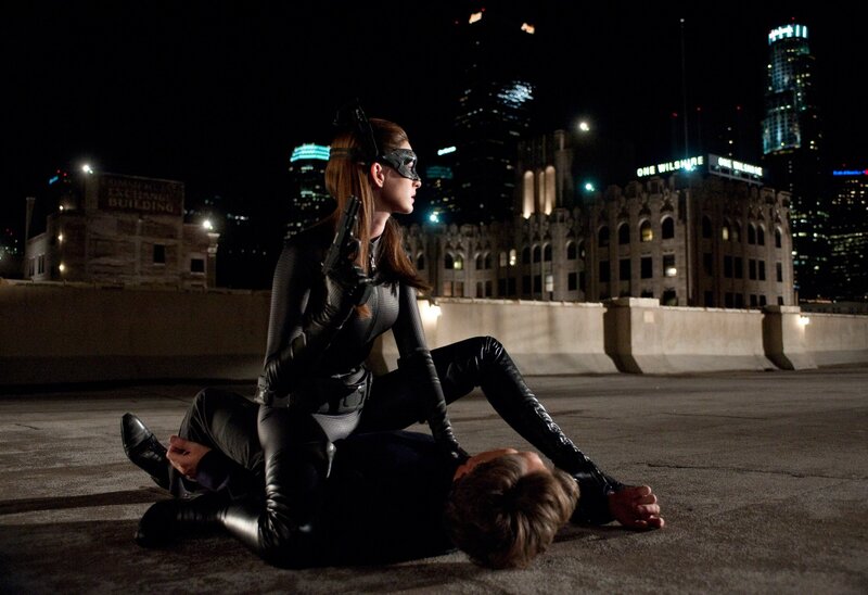 Catwoman on rooftop at night