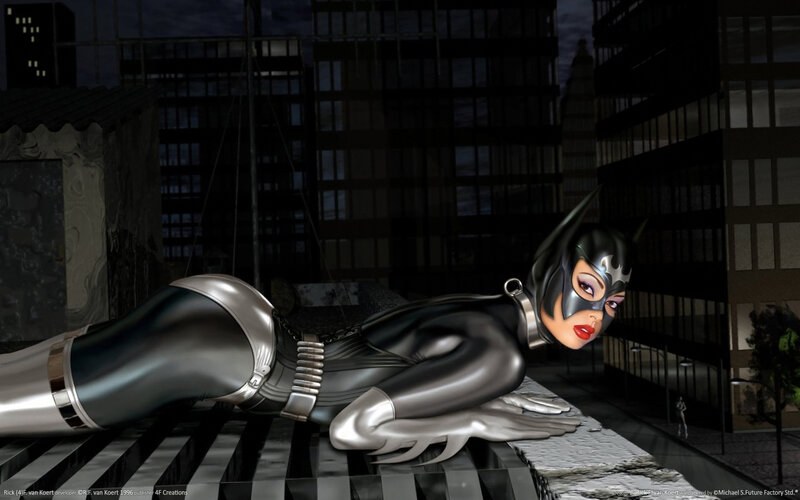 Catwoman on Rooftop — Black