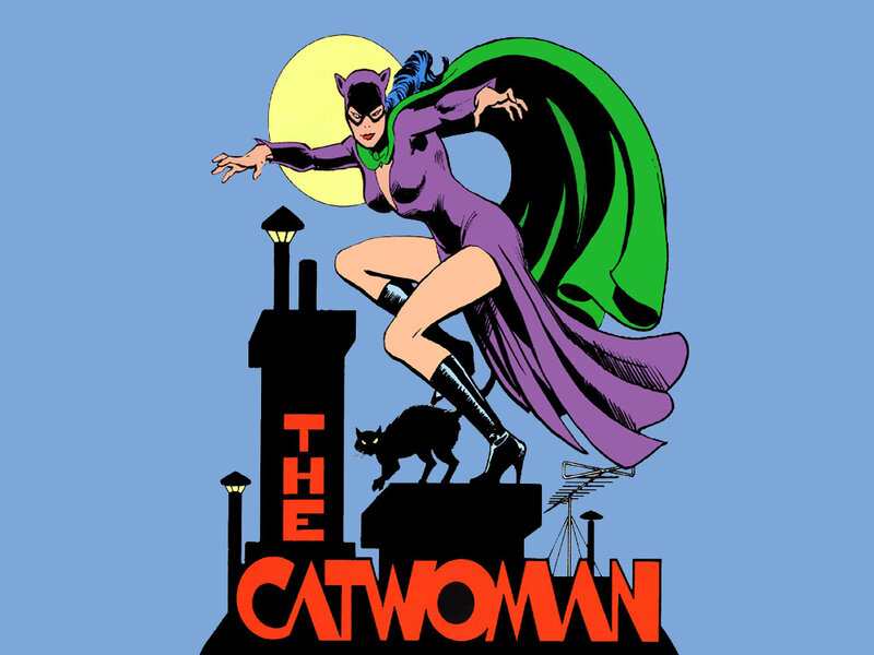 Catwoman on Rooftop — Blue, Dramatic, Night, Comic