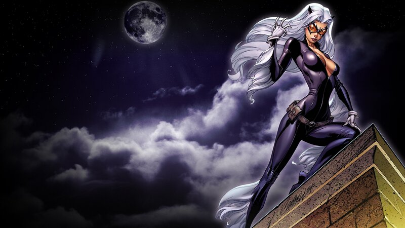 Catwoman on Rooftop — Purple