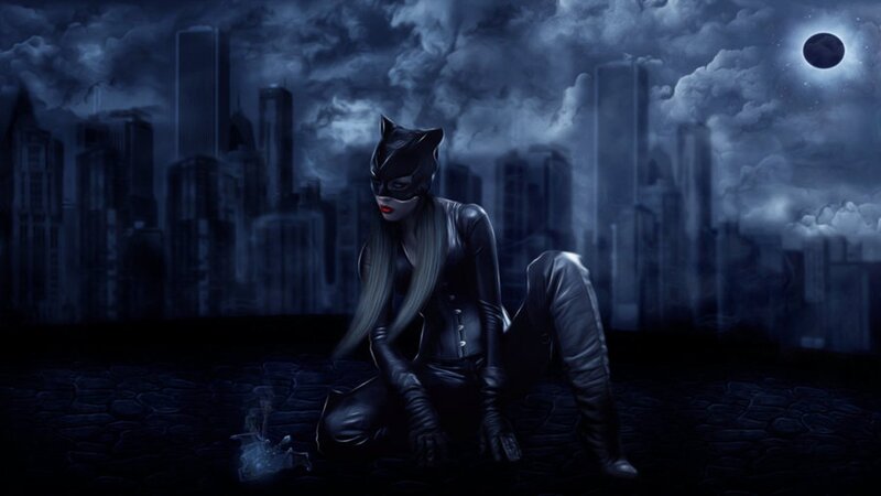 Catwoman Sitting on Rooftop