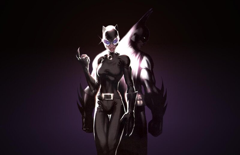 Catwoman with Batman shadow