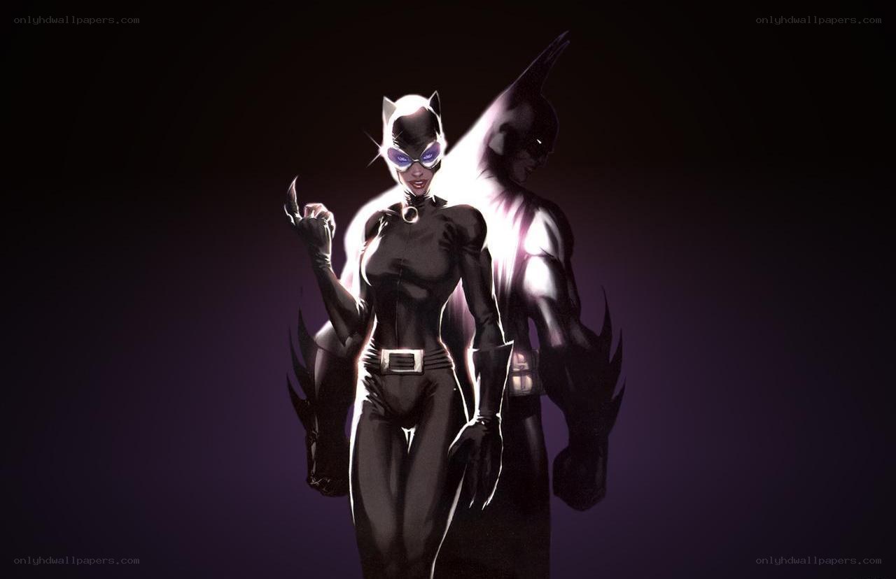 Catwoman with Batman shadow