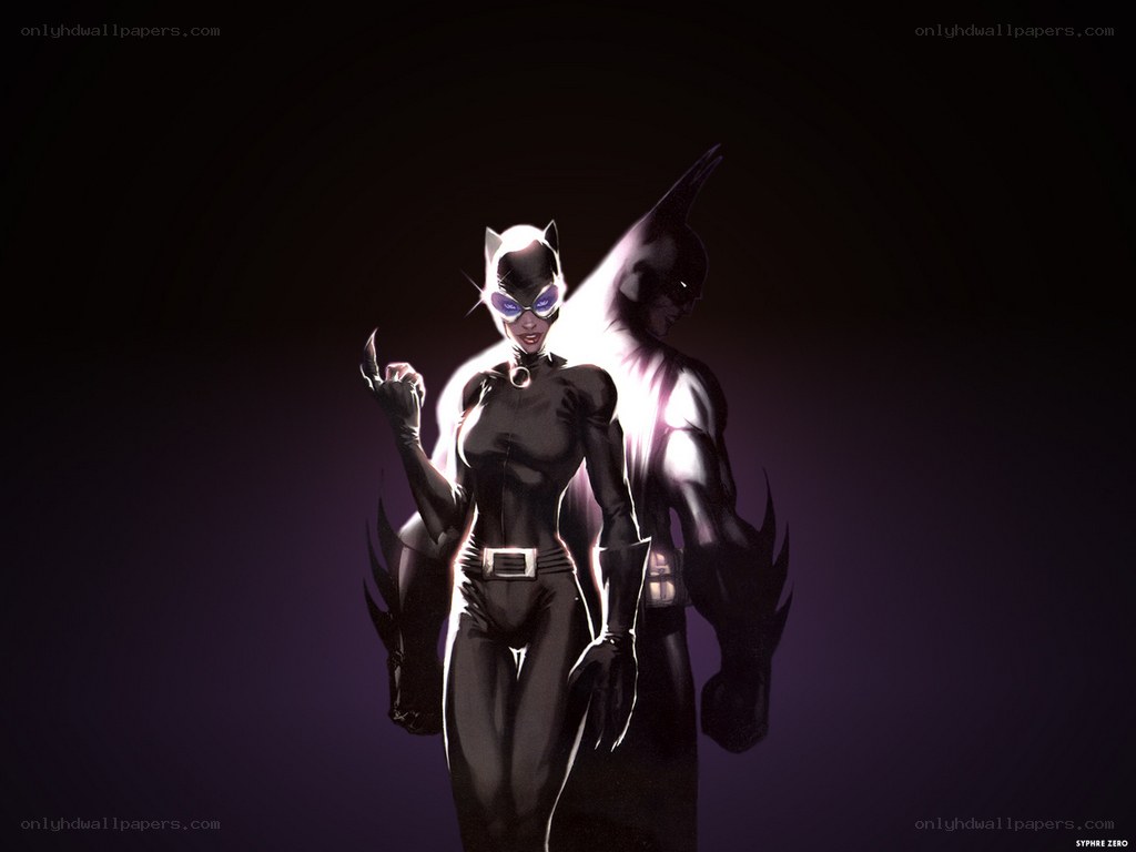 Catwoman with Batman shadow