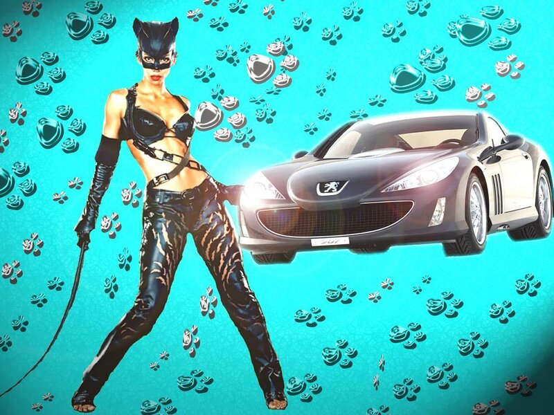 Catwoman with Peugeot car