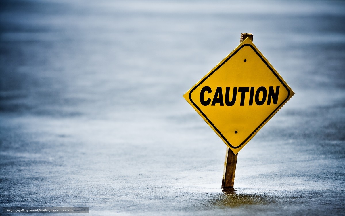 Caution sign in water