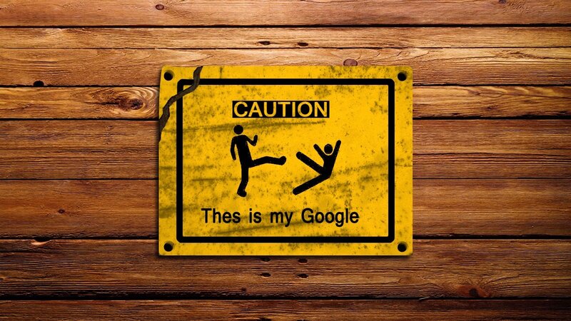 Caution Sign on Wood