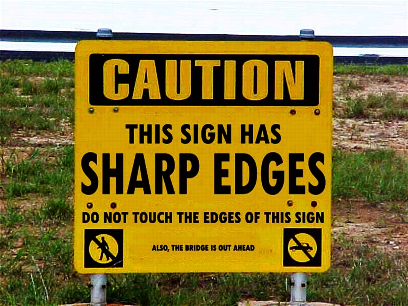 Caution sign warning of sharp edges