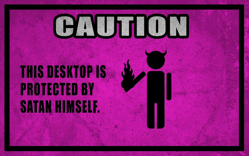 Caution Sign with Devil — Purple