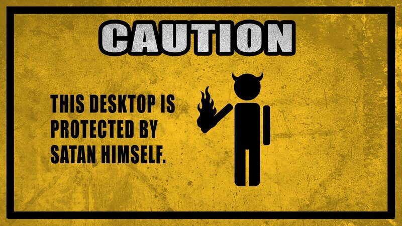 Caution Sign with Devil