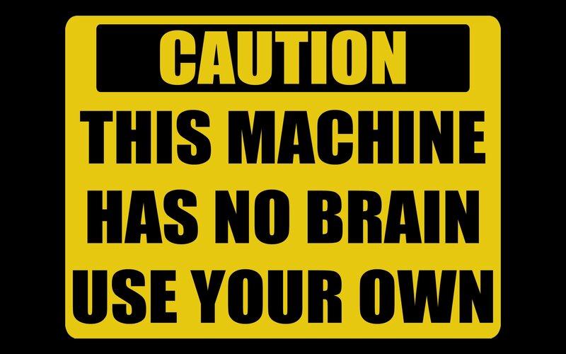 Caution sign with humorous message