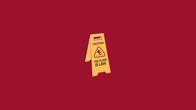 Caution Sign with Lava Warning — Red