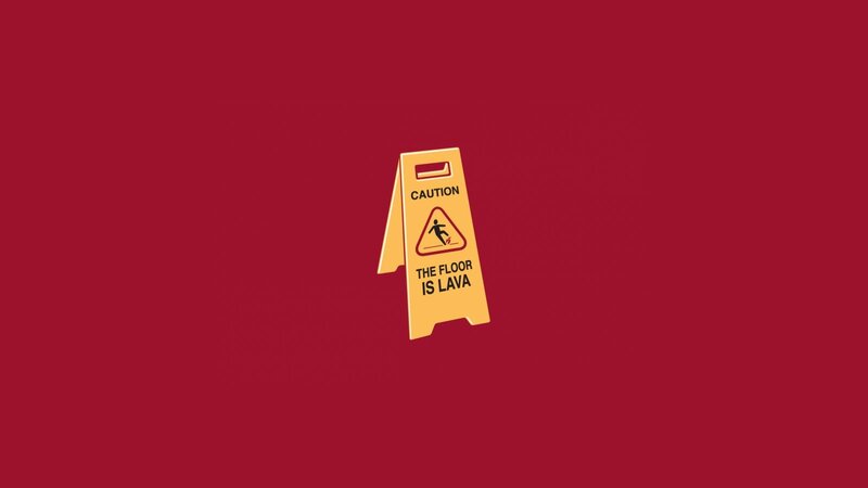 Caution Sign with Lava Warning