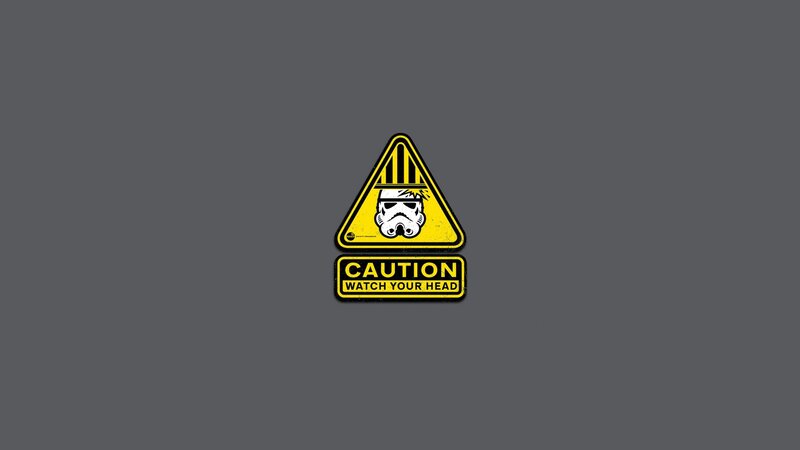 Caution sign with stormtrooper
