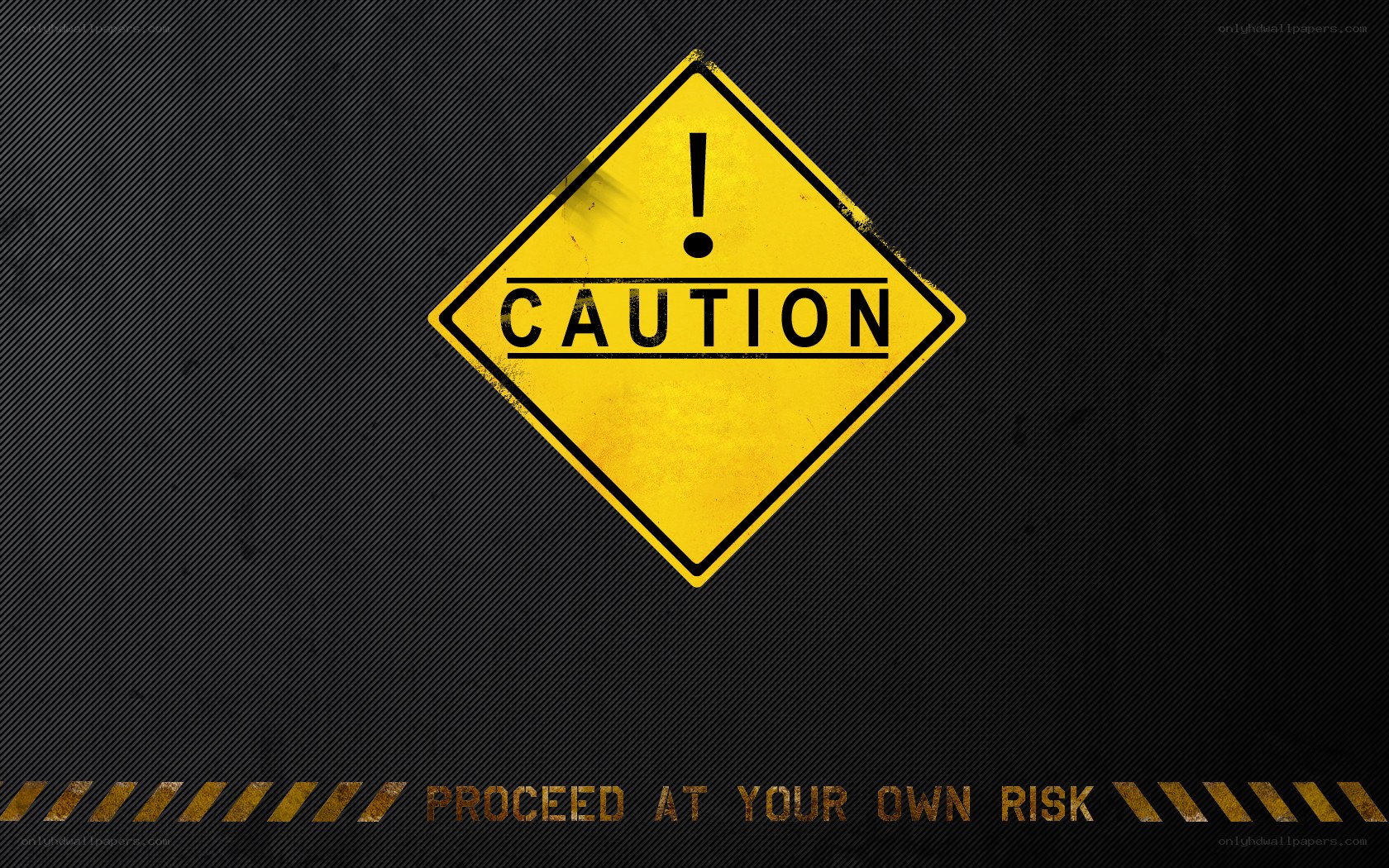 Caution sign with warning text