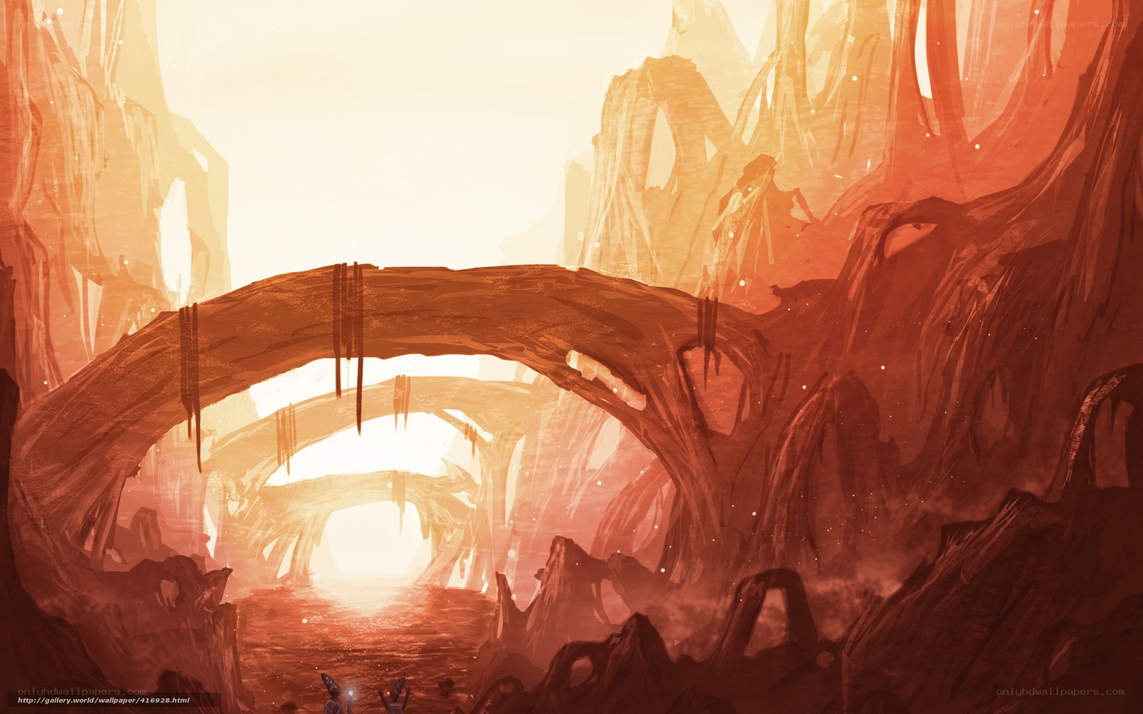Cave arches at sunset