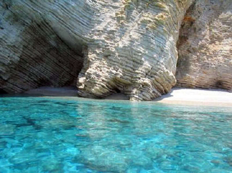 Cave beach with turquoise water