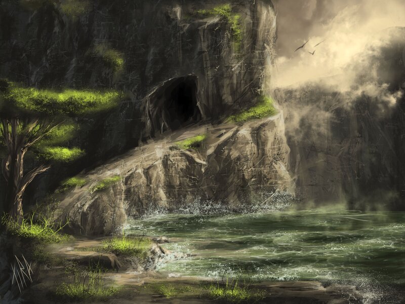 Cave by the water's edge