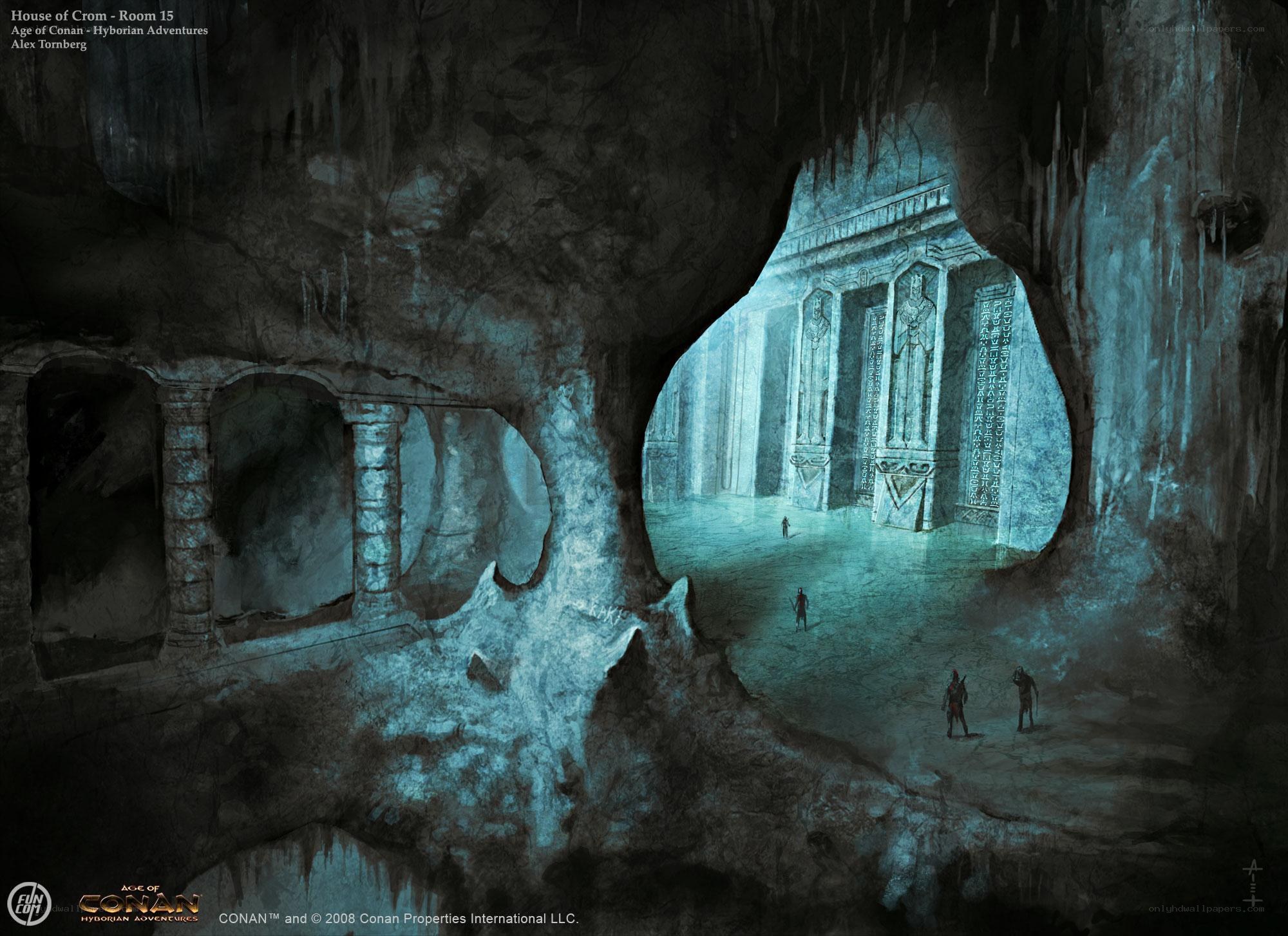 Cave chamber with ancient ruins