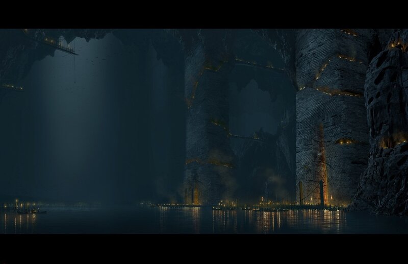 Cave City with Boats — Black