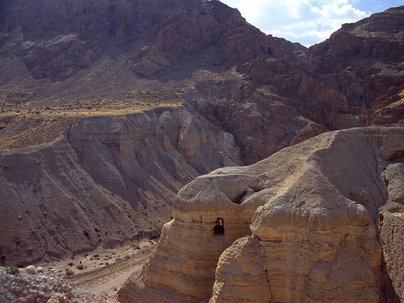 cave dwellings in desert canyon