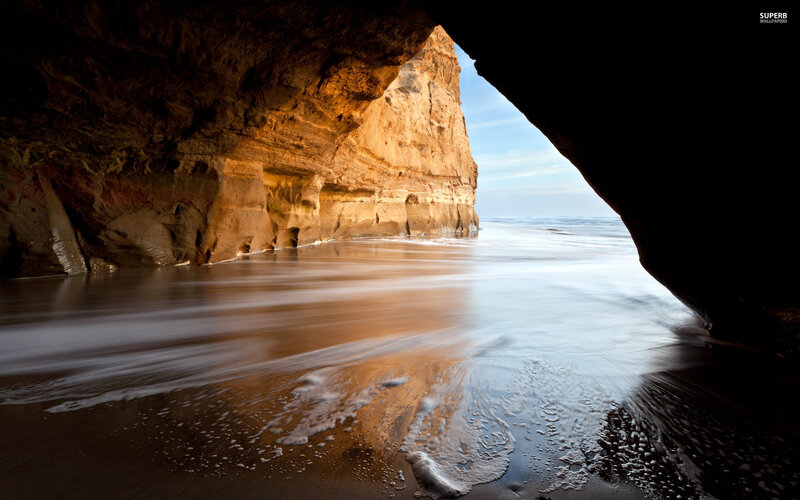 Cave Entrance at Beach — Brown