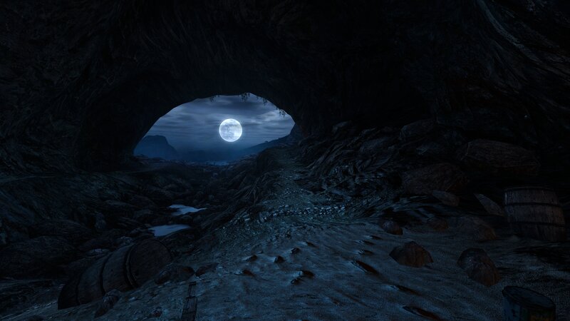 Cave Entrance at Night — Blue