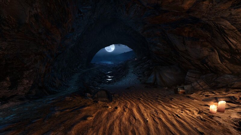 Cave Entrance at Night — Brown, Dark, Mysterious