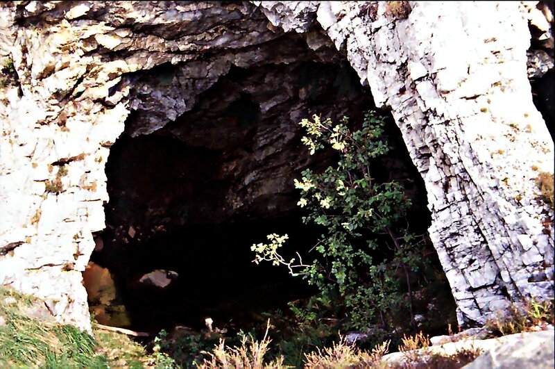 Cave Entrance in Rock — Gray
