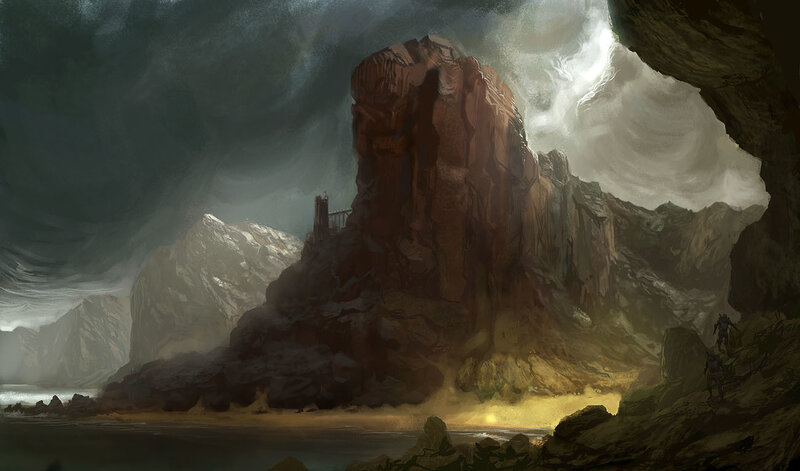 Cave entrance to a mountain fortress