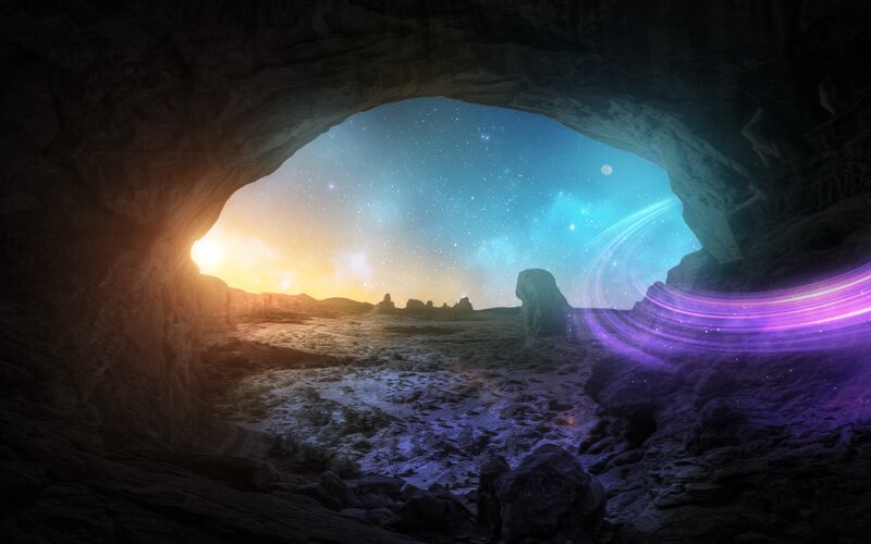 Cave Entrance to Alien Landscape — Purple