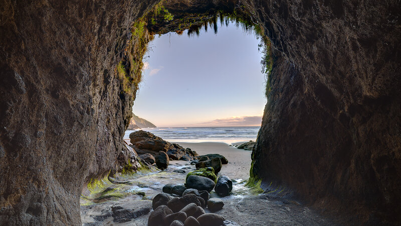 Cave Entrance to Beach — Brown, Serene