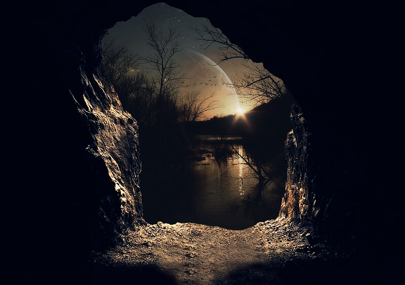 Cave Entrance View — Black