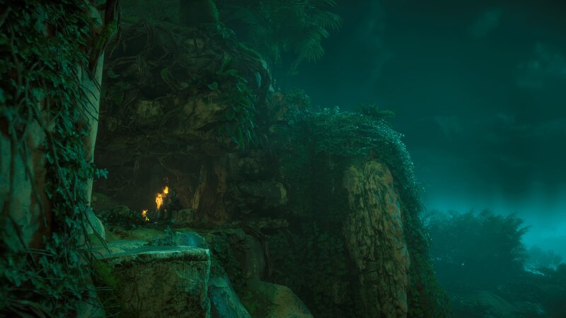 Cave Entrance with Fire