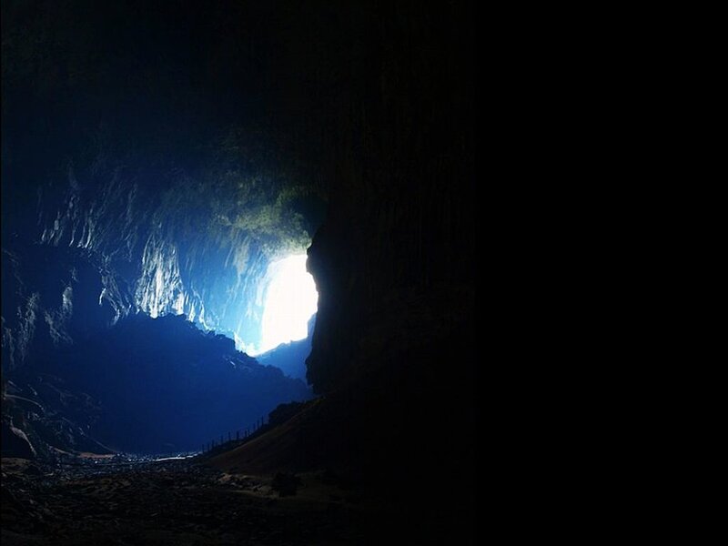 Cave Entrance with Light — Blue