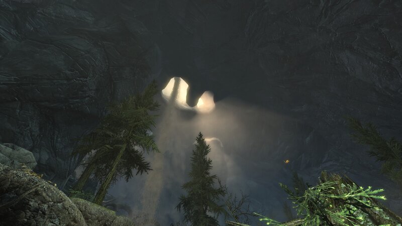cave entrance with light