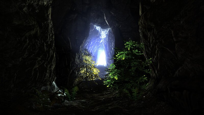 Cave Entrance with Plants