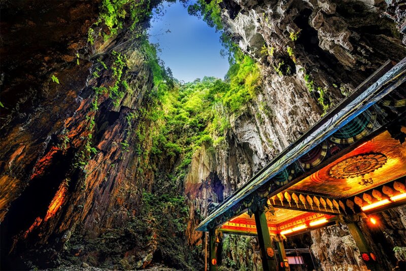 Cave Entrance with Temple