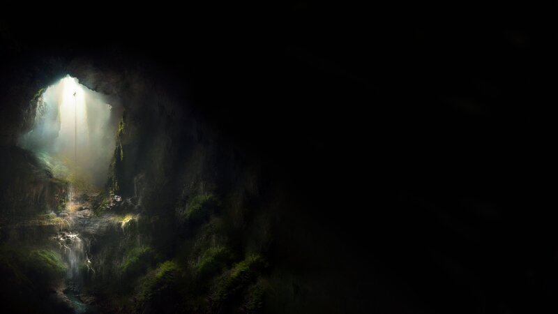 Cave Entrance with Waterfall