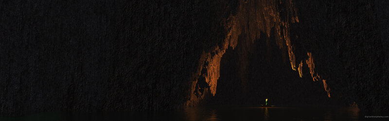 Cave exploration at night