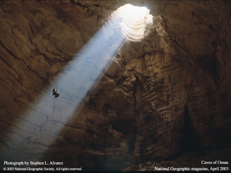 Cave exploration in Oman